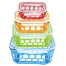 RECTANGULAR FOOD CONTAINER W/LOCK LID & SILICONE BASKET BLRE1-2/BLRE2-2/BLRE3-2/BLRE4-2