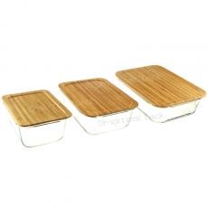 RECTANGULAR FOOD CONTAINER WITH BAMBOO LID BARE9/BARE10/BARE11 