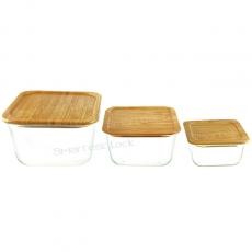 SQUARE FOOD CONTAINER WITH BAMBOO LID BASQ2/BASQ3/BASQ4 