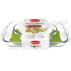 1PC RECTANGULAR BAKING DISH PL4 + 1PC OVAL BAKING DISH PL12 COLOR SLEEVE PACKING