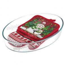 3.2L OVAL OVEN DISH PL10 + 1PC OVEN MITT (SHRINK)