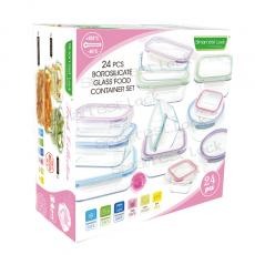 24PCS FOOD CONTAINER SET FCS4  RECT. LRE27X2+LRE28X2+LRE22X2 / SQUARE LSQ26X2+LSQ27X2 / ROUND LRD27X2 COLOR BOX