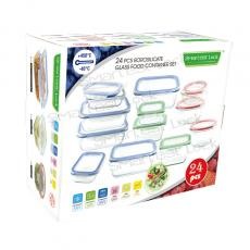 24PCS FOOD CONTAINER SET FCS5 RECT. LRE1X2+LRE2X2+LRE9X2 / SQUARE LSQ1+LSQ2+LSQ8 / ROUND LRD1+LRD2+LRD8  COLOR BOX