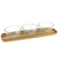 215ML MIXING BOWL & WOODEN TRAY WMB21X3 