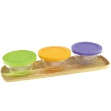 215ML MIXING BOWL W/PP LID & WOODEN TRAY WMBP21X3