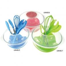 SET OF MIXING BOWL W/SILICONE BASE & KITCHEN TOOLS LBMB25/LBMB26/LBMB27+MBT1+MBT2S+MBT3S