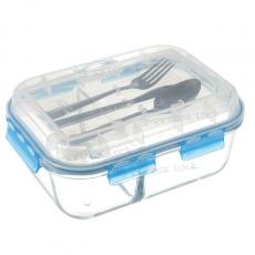 SEPARATION RECTANGULAR FOOD CONTAINER WITH CUTLERY&LOCK LID HFCS10