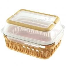 RECTANGULAR FOOD CONTAINER W/DOUBLE-DECK PP LID WITH HANDLE & SILICONE BASE BLHRE10