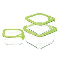 SQUARE FOOD CONTAINER WITH GLASS & SILICONE LID GSQ2-S/GSQ3-S/GSQ4-S