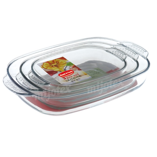 SET OF 3PCS OBLONG BAKING DISH PLH4+PLH5+PLH6 PVC PAKING   