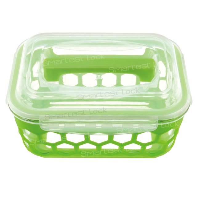 RECTANGULAR FOOD CONTAINER WITH HANDLE LID & SILICONE BASKET BDRE3-2/BDRE4-2