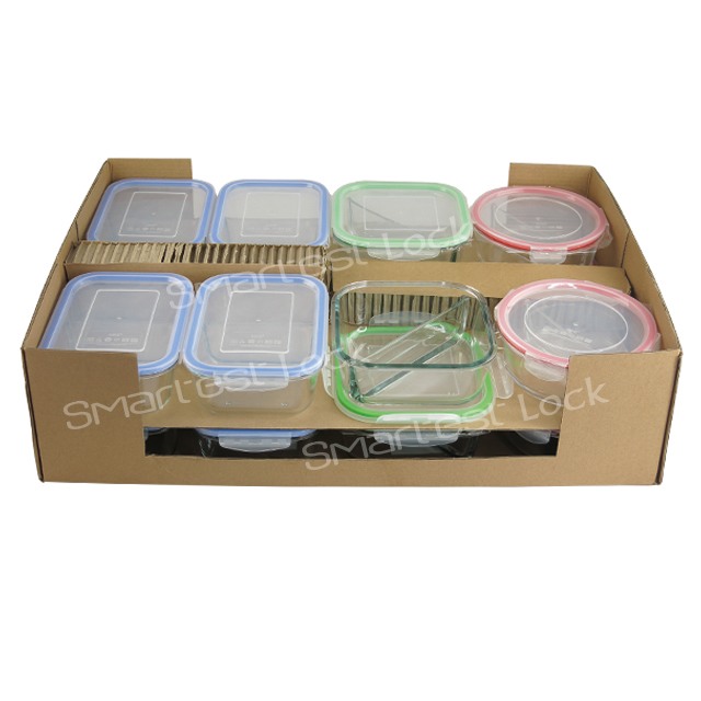 SET OF 8PCS RECT/4PCS SQUARE/4PCS ROUND FOOD CONTAINER W/SEPARATION & LOCK LID LRES10X8+LSQS10X4+LRDS10X4 PALLET