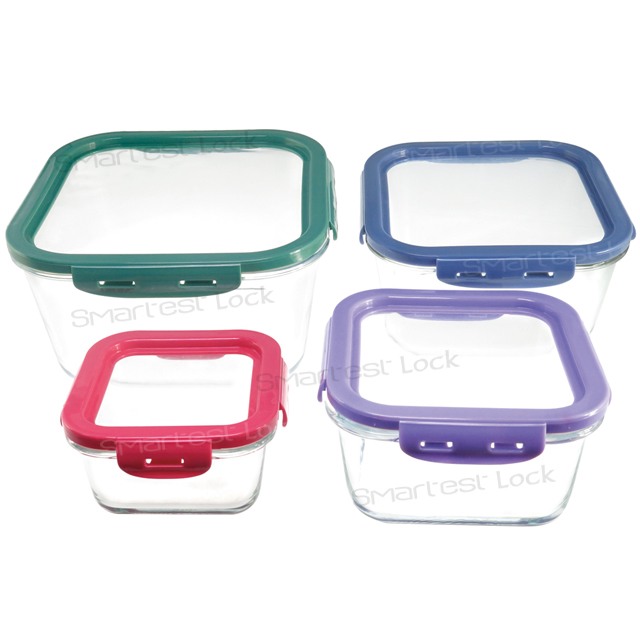 SQUARE FOOD CONTAINER W/SILICONE COVER&PP LID LSQ22-S/LSQ23-S/LSQ24-S/LSQ25-S