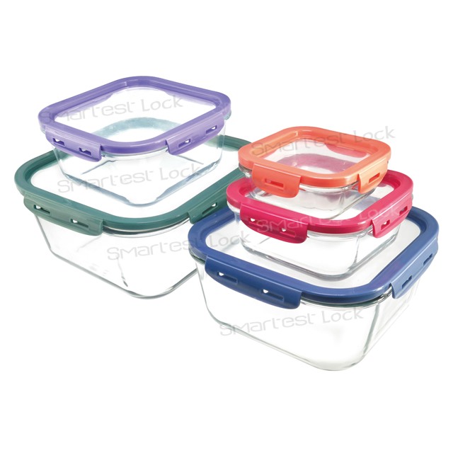 SQUARE FOOD CONTAINER W/SILICONE COVER&PP LID LSQ26-S/LSQ27-S/LSQ28-S/LSQ29-S/30-S