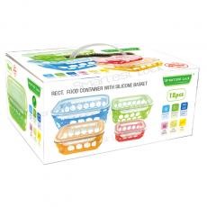 RECTANGULAR FOOD CONTAINER W/SILICONE BASKET SETS BLRE1-2+BLRE2-2+BLRE3-2+BLRE4-2 COLOR BOX