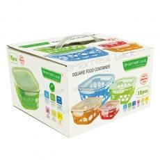 SQUARE FOOD CONTAINERS W/SILICONE BASKET SET BLSQ1-2+BLSQ2-2+BLSQ3-2+BLSQ4-2 COLOR BOX