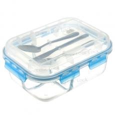1.3L SEPERATE RECTANGULAR FOOD CONTAINER W/CULTERY & LOCK LID HFCT10